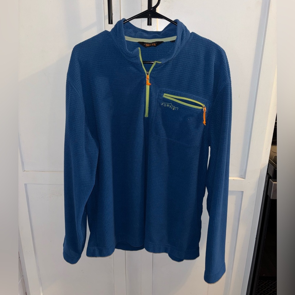 Orvis Blue Half-Zip Pullover with Lime Trim